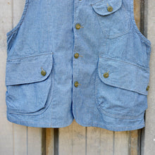 Load image into Gallery viewer, Gilet de chasse chambray monkey back pocket - #arashibyboras
